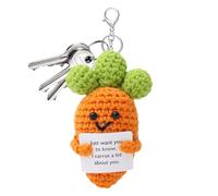 Crochet Doll - Crochet Vegetables with Positive Note,Inspirational Holding Card Funny Cute Carrot Decorations for Graduation Work Home Desk Christmas Birthday