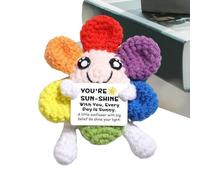 Crochet Doll - Handmade Inspirational Sunflower Doll, Cute Funny Toy, Flower Card Decoration for Teachers Appreciation Graduation Sympathy Celebration Home Office Living Room Bedroom