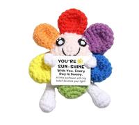 Crochet Doll - Handmade Motivational Sunflower Doll - Cute Funny Toy, Flower Desk Decor for Teacher Appreciation Graduation Sympathy