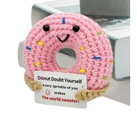 Crochet Doll,Knitted Donut | Inspirational Plush Collectible Toy with Card for Car Home Workplace Girls Teachers Students Coworkers Friends