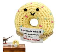 Crochet Doll - Positive Donut | Inspirational Plush Collectible Toy with Card for Car Home Workplace Girls Teachers Students Coworkers Friends