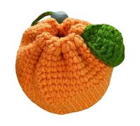 Crochet Drawstring Bag,Drawstring Crochet Fruit Packets | Orange-Shaped Crochet Purse, Cute Wallet, Crochet Tangerine Bag, Coin, Chargers for Women
