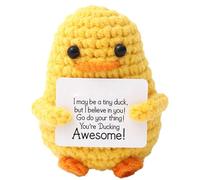 Crochet Duck Doll - Soft Knitted Plush Toy, Handmade Duck, Cute Yarn Stuffed Animal Doll with Encouragement Card | Desk Decoration for Table, Bookshelf, Gift for Kids, Friends, Stres