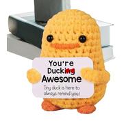 Crochet Duck Positive, Crocheted Home Decor Doll, Inspirational Doll Handmade for Kids Teens Adults Travel Desk Dressing Table Nightstand Bedside Bookshelf Home Nursery Collectors