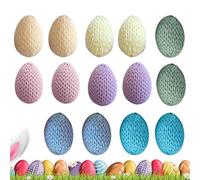 Crochet Easter Eggs - 14 Piece Handmade Spring Party Favors | Pastel Knitted Egg Ornaments | Mini Crocheted Decorative Eggs For Vase Wreath Garland Table Home Dining Office Party Celebration