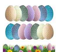 Crochet Easter Eggs, 14 Pieces Crochet Party Garland Crafts Colorful Easter Decorated Eggs, Pastel Egg for Dining Workplace Party Celebration Vase Wreath Garland Home