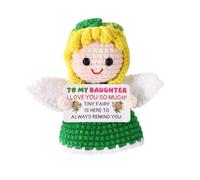 Crochet Fairy Doll for Daughter, 9cm/3.54in Adorable Knitted Garden Fairy Toy with Support Card Positive Gift from Dad Mom Emotional Inspirational Fairies Doll for Daughter Girls Princess