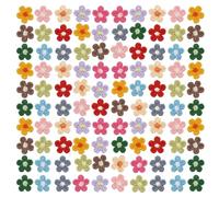 Crochet Flower Appliques,100PCS 1.5cm Multicolored Knitting Polyester Flowers Patches for Clothing Repair DIY Craft Embellishments Hair Headbands Hats Accessories