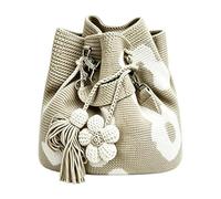 Crochet Flower Bag - Cotton Velvet Knitted Shoulder Handbag | 3D Tassel Purse | Bohemian Woven Carryall For Seaside Poolside Shopping Picnic Concert Vacation Travel