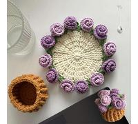 Crochet Flower Blanket Coasters, 7.8in Crochet Flower Coasters, Handmade Vintage Crochet Flower Bouquet Material Pack, DIY Floral Crochet Coasters Gifts for Women Mother's Day