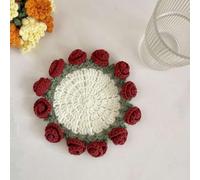 Crochet Flower Blanket Coasters, 7.8in Crochet Flower Coasters, Handmade Vintage Crochet Flower Bouquet Material Pack, DIY Floral Crochet Coasters Gifts for Women Mother's Day