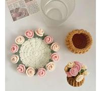 Crochet Flower Blanket Coasters, 7.8in Crochet Flower Coasters, Handmade Vintage Crochet Flower Bouquet Material Pack, DIY Floral Crochet Coasters Gifts for Women Mother's Day