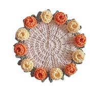 Crochet Flower Blanket DIY Handmade Rose Bouquet Soft Knitted Decorative Day Birthda(Finished Product) Snowflake Crystal Ornament (Orange, 16cm)