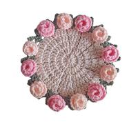 Crochet Flower Blanket DIY Handmade Rose Bouquet Soft Knitted Decorative Day Birthda(Finished Product) Snowflake Crystal Ornament (16cm)