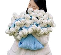 Crochet Flower Bouquet Blanket Surprise Blue Bouquet Blanket Handmade Knitted Floral Bed Throw Blankets Surprised Gift for Mother’s Day,Knitted Bouquets Blankets for Birthday Anniversary,59 inches