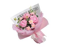 Crochet Flower Bouquet Completed Artificial Flowers Table Centerpiece Home Decor Knitted Bouquet, Pink
