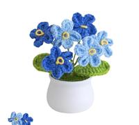 Crochet Flower Bouquet, Forget Me Nots Crochet Plants Knitted Flowers For Women Friends Family Forget Me Not Plants Handmade Lovers Plant Gifts For Office Home