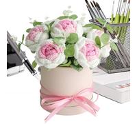 Crochet Flower Bouquet - Knitted Flower Bouquet | Handmade Artificial Flowers | Decorative Floral Bouquets Handmade Realistic | Eternal Gift For Women, Day