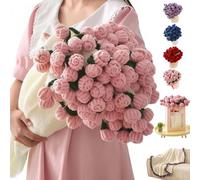 Crochet Flower Bouquet Rose Blanket, Handmade Knitted Blankets with Rose Flowers, Tablecloth Shawl Wraps, Valentines Day Gifts for Girlfriend Women Mom Wife, Mother’s Day, Wedding Anniversary