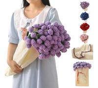 Crochet Flower Bouquet Rose Blanket, Handmade Knitted Blankets with Rose Flowers, Tablecloth Shawl Wraps, Valentines Day Gifts for Girlfriend Women Mom Wife, Mother’s Day, Wedding Anniversary