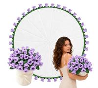 Crochet Flower Bouquet Throw Blanket, Handmade Cozy Soft Knitted Blanket with Lily of the Valley, Cute Romantic Gift for Her & Girlfriend & Mom Valentine Wedding Anniversary Birthday (Purple 43in)