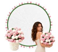 Crochet Flower Bouquet Throw Blanket, Handmade Knitted Blanket with Rose Flowers, Cute Romantic Gift for Her & Girlfriend & Mom Valentine Wedding Anniversary Birthday, Gradient Pink White (110cm)