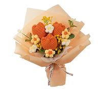 Crochet Flower Bouquet Tulips Artificial Flowers for Home Thanksgiving Party Orange 35 x 30 cm