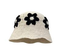 Crochet Flower Bucket Hat Bucket Hat Crochet Flower Fisherman for Adult Teens Friendly Commute Knit Fisherman Knit Hats for Women Women Big Head Beige