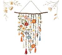 Crochet Flower Garden Wall Hanging, 3D Visual Floral Art for Bedroom