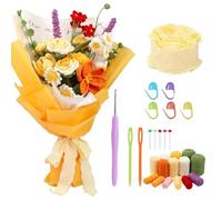 Crochet Flower Kit - Colorful Beginner Crafts Set for Adults, Handmade Art Box | DIY Thread Flowers, Birthday Fabric Gift for Fun Creativity