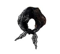 Crochet Flower Neck Scarf Floral Lace Triangle Solid Color Head Transparent Shawl Thin Scarves Sunscreen Wraps(A-black)