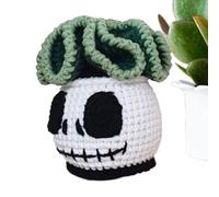 Crochet Flower Pot, Crochet Potted Plants | Funny Creepy Positive Knitted Flowers - Artificial Potted Plants, Halloween Crochet Decorations for Bathroom, Home, Kitchen, Table Decoration, Shelf Decor