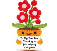 Crochet Flower Teacher Gift - Thank You Gift for Teacher, Preschool, Kindergarten, Daycare, End of Year or Back to School - Cute Handmade Desk Decor, Appreciation Present from Student or Parent