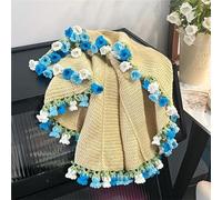 Crochet Flowers Blanket, Handmade Floral Design, Soft Knitted Decorative Throw, for Romantic Occasions, DIY Knitting Kit or Finished Product