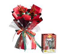 Crochet Flowers Christmas Bouquet Handmade Artificial Christmas Flowers Knitted Reindeer Flower Bouquet Crafts For Christmas Decorations
