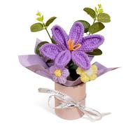 Crochet Flowers, Crochet Flower Bouquet, Knitted Flowers, Handmade Purple Tulip, Home Decor Accent, Decorative Floral Arrangement, Handcrafted Crochet Bloom, Unique Gift Idea, Long-Lasting Artificial