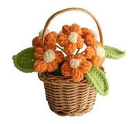 Crochet Flowers, Emotional Support Gift, Funny Positive Handmade Crochet Flowers with Bamboo Basket Base for Home and Office Decoration