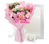Crochet Flowers, Pink Crochet Flower Bouquet, Hand Knitted Flower