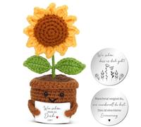 Crochet Flowers, Pocket Hug Sunflower with Hug, Lucky Charm, Knitted Flower Doll, Positive Flower, Courage Gift for Friend, Family, Colleague, C26