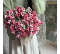Crochet Flowers Rose Bouquet Blanket, DIY Handmade Rose Blanket, Crochet Rose Bouquet Blanket Material Kit, Soft and Lightweight Romantic Roses Flower Bouquets Knitted Throw Blankets (Red-a)