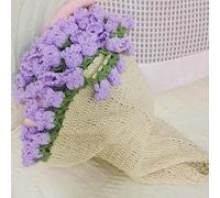 Crochet Flowers Rose Bouquet Blanket Handmade, Soft and Lightweight Romantic Rose Flower Bouquet Knitted Throw Blankets Pastel Tones for Mother's Day Birthday Home Decor (Purple, Finished blanket)