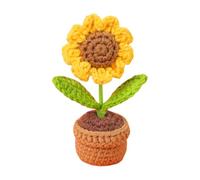 YIKISVUJ Crochet Potted Flowers, Flower Pot Knitted Sunflower Sunflower Crochet Potted Flowers Sunflower Handmade Crochet For Car Accessories Home Office Desk Decor Gift For Lover Or Family, BYK315