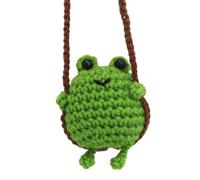 Crochet Frog Car Mirror Hanging Accessories, Handmade Swinging Frog Car Hanging Ornaments Aesthetic Cute Knitted Decorations for Rearview Mirror Travel Home Office