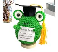 Crochet Frog Mini Doll - Handmade Plush, Adorable Green Pear Accent, Soft and Lightweight | Cute Graduation Keepsake Method, Classroom Party Gift Recognition Toy