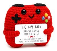Crochet Game Controller Son Gifts from Mom Dad, Birthday Fathers Day Graduation Gifts for Son, Cute Handmade Crochet Game Controller Decor, Emotional Support Positive Gift for Bonus Son