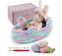 Crochet Gift Set,Beginner Crochet Kit for Adults & Kids - Complete Rabbit Amigurumi Starter Set with Step-by-Step Video Tutorials & Gift Packaging