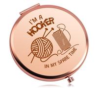 Crochet Gifts for Crocheters Compact Mirror Knitting Gift for Crochet Lovers Friends Inspirational Gifts for Women Knitters Crochet Beginner Gift Christmas Birthday Present Folding Makeup Mirror