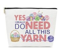 Crochet Gifts Makeup Bag, Gifts for Crocheters Knitting Lover, Yarn Bags for Crocheting On the Go, Yes I Really Do Need All This Yarn, Cosmetic Pouch for Purse, Makeup Pouch for Crochet Accessories