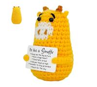 Crochet Giraffe Doll - Handmade EmotionаlSupport Gift with Encouragement Card | Adorable Knitted Figurine for Desk Decor | Positive Inspiration Gift for Men Women Boys Girls