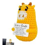 Crochet Giraffe, Small Knitted Animal Figurine, 12cm Mini Handmade, Soft Yarn Plush Decorative, Positive Desktop Ornament, Cute Toy Collectible FOR Bedroom FOR Living Room Display